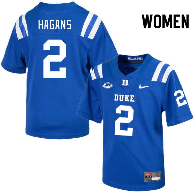 Women #2 Sahmir Hagans Duke Blue Devils College Football Jerseys Stitched Sale-Royal